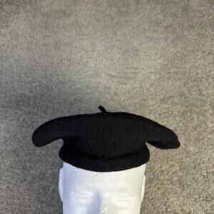 Vintage Burdines Hat Beret Womens S Black Wool Felt Lined Florida Logo